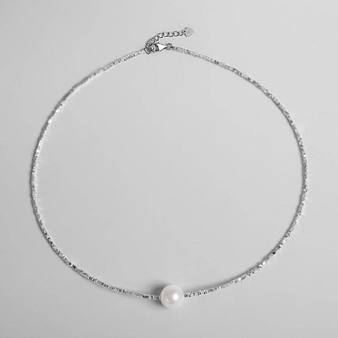 White Freshwater Pearl Silver Shards Pendant Necklace - House Of Pearls