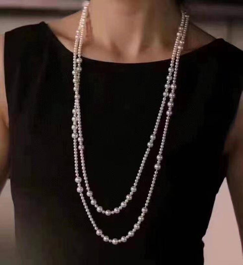 White Freshwater Pearl Super Long Necklace,4.0-8.5mm - House Of Pearls