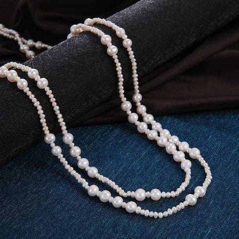 White Freshwater Pearl Super Long Necklace,4.0-8.5mm - House Of Pearls