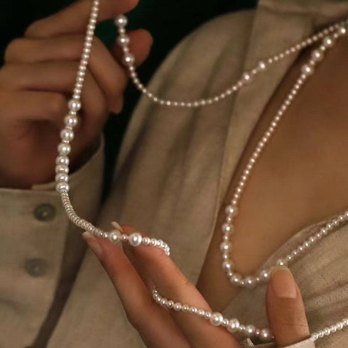 White Freshwater Pearl Super Long Necklace,4.0-8.5mm - House Of Pearls