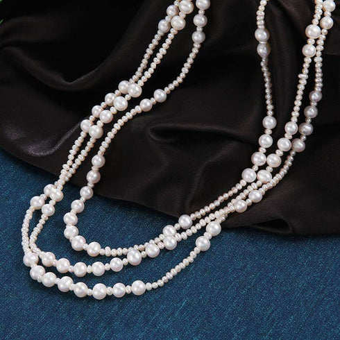 White Freshwater Pearl Super Long Necklace,4.0-8.5mm - House Of Pearls