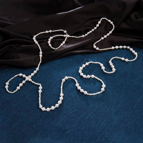 White Freshwater Pearl Super Long Necklace,4.0-8.5mm - House Of Pearls
