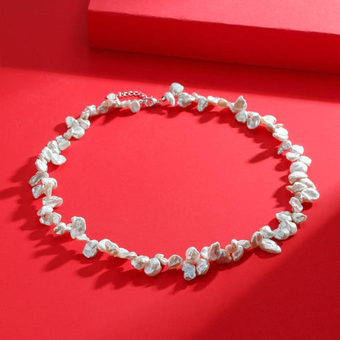 White Keshi Petal Pearl Necklace - House Of Pearls