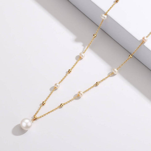 Teardrop Pendant Beaded Necklace 14K Gold Filled - House Of Pearls