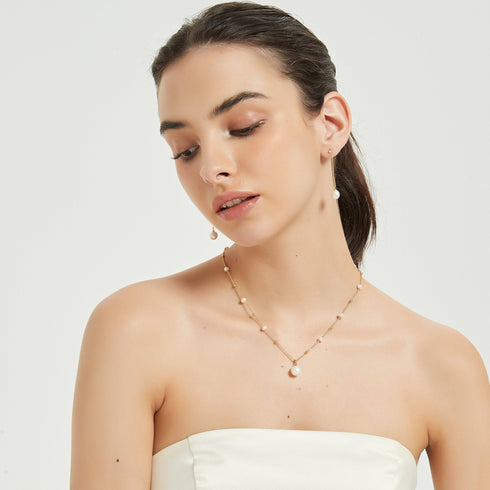 Teardrop Pendant Beaded Necklace 14K Gold Filled - House Of Pearls