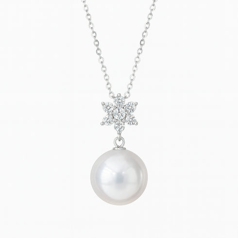 11-12mm Freshwater Pearl Snowflake Pendant Necklace