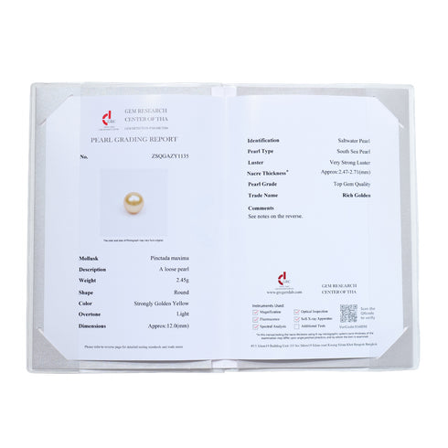 Golden South Sea pearl fairy drop pendant necklace by House Of Pearls, GUILD Certified, featuring 12-13mm lustrous pearls.