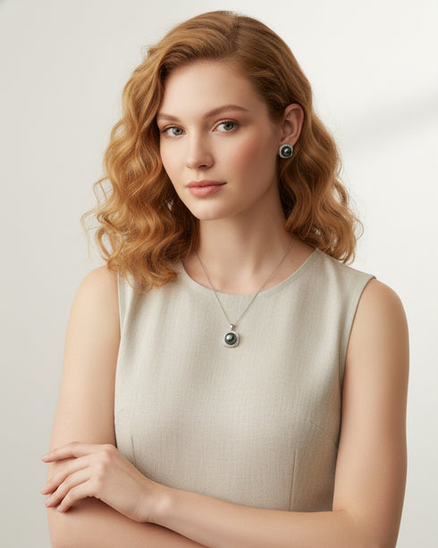 10–11mm Tahitian Pearl Halo Necklace & Earrings Set - Sets made with hand-selected pearls from House of Pearls