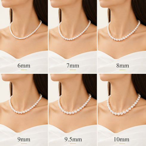 Classic White Freshwater Pearl Necklace, six lengths (6–10mm), House Of Pearls -JT