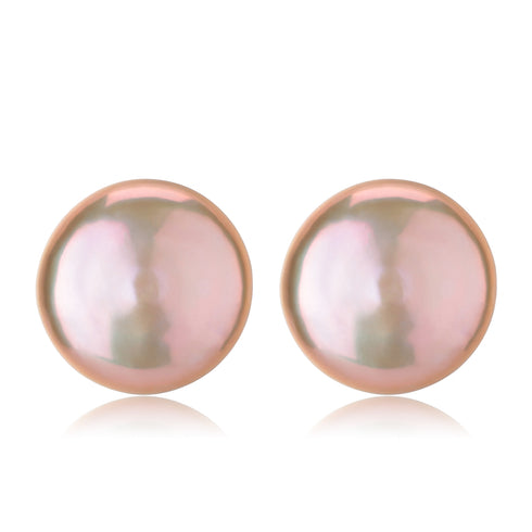 Pink Coin Baroque Pearl Stud Earrings - Earrings made with hand-selected pearls from House of Pearls