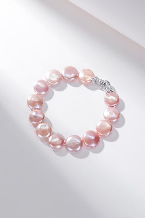 Pink Coin Shaped Baroque Freshwater Pearl Necklace and Bracelet (Purchase Individually) - Bracelets made with hand-selected pearls from House of Pearls
