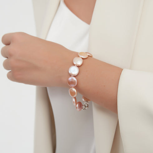 Pink Coin Shaped Baroque Freshwater Pearl Necklace and Bracelet (Purchase Individually) - Bracelets made with hand-selected pearls from House of Pearls