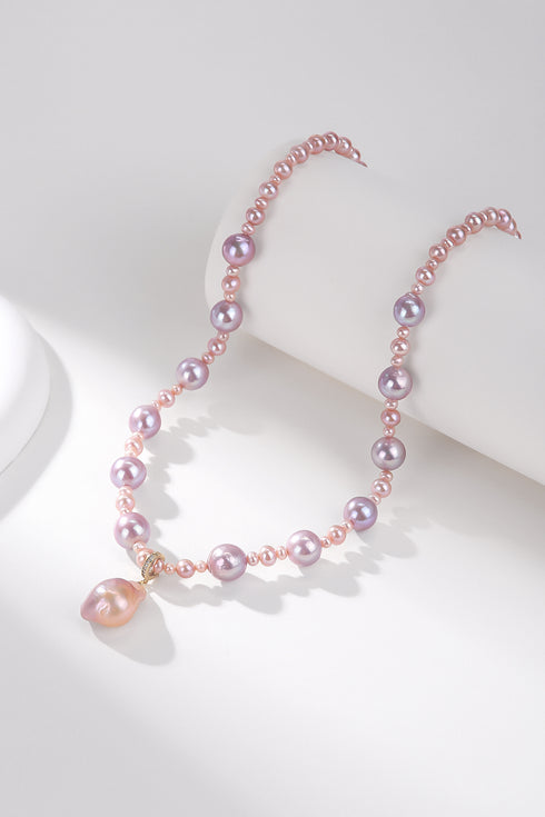 Pink to Purple Baroque Freshwater Pearl Pendant Necklace - Necklaces made with hand-selected pearls from House of Pearls