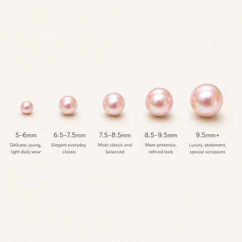 Classic pink freshwater pearl necklace by House Of Pearls -JT, multiple lengths, pearl sizes 5–6mm to 9.5mm+