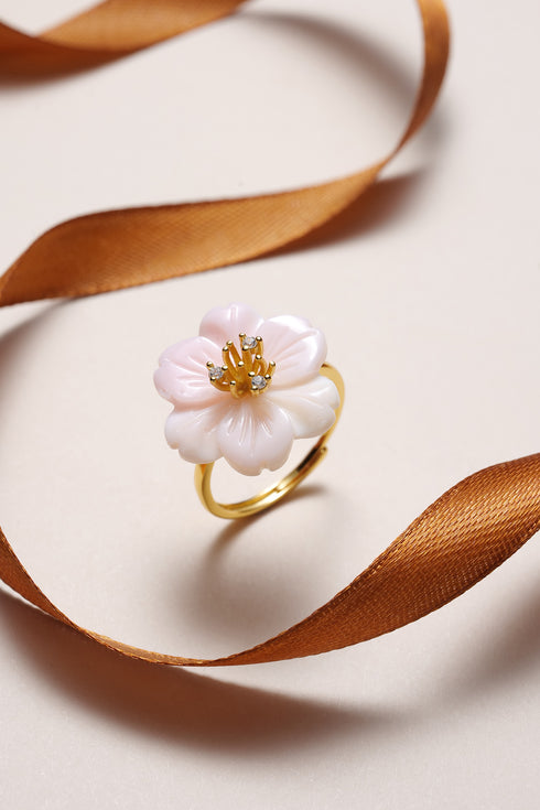 Earrings: Princess Pink Queen Conch Shell with pink floral shell on a gold band
