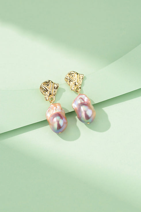 Purple Pink Large Baroque Pearl Earrings - Earrings made with hand-selected pearls from House of Pearls