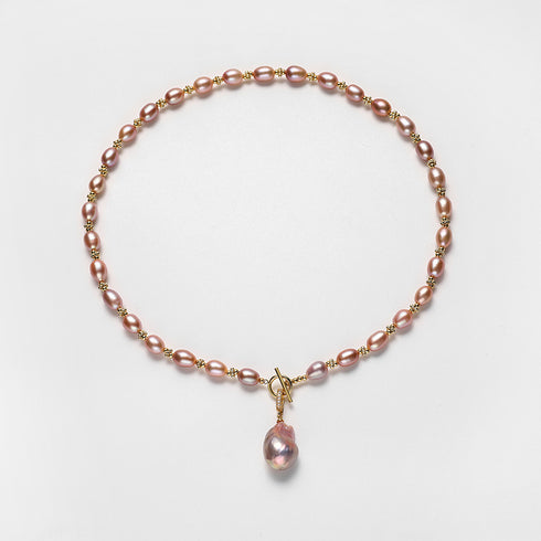 Purple Rice Pear Beads Baroque Pearl Pendant Necklace - Necklaces made with hand-selected pearls from House of Pearls