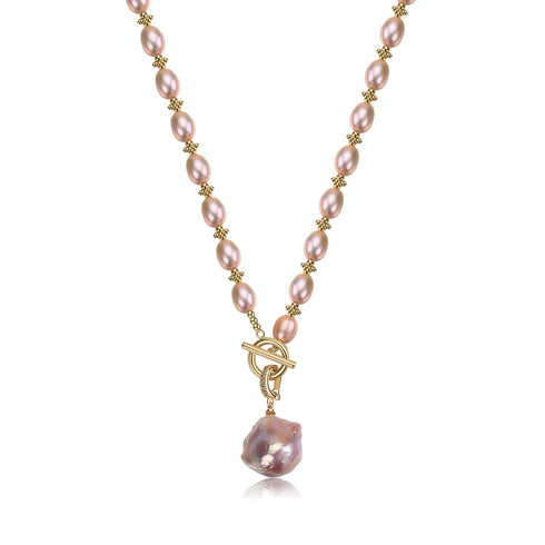 Purple Rice Pear Beads Baroque Pearl Pendant Necklace - Necklaces made with hand-selected pearls from House of Pearls