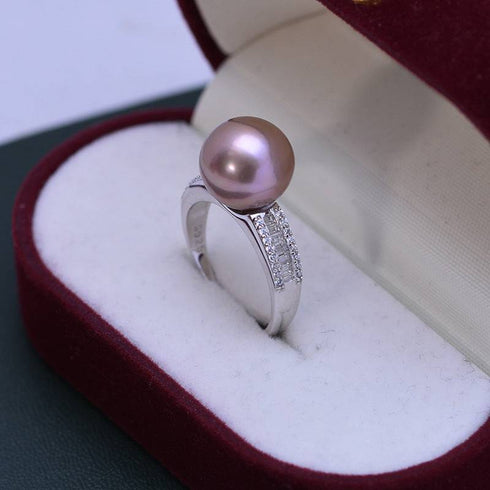 11-12mm Freshwater Pearl & Liz CZ Ring - House Of Pearls