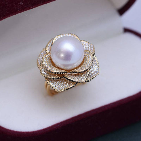 11-12mm Freshwater Pearl & Miya Zirconia Pearl Ring - House Of Pearls