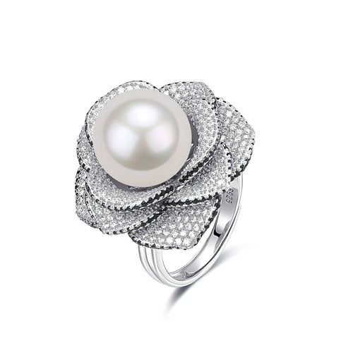 11-12mm Freshwater Pearl & Miya Zirconia Pearl Ring - House Of Pearls