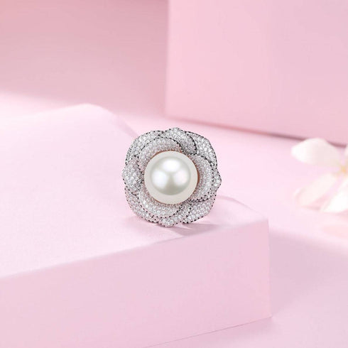 11-12mm Freshwater Pearl & Miya Zirconia Pearl Ring - House Of Pearls