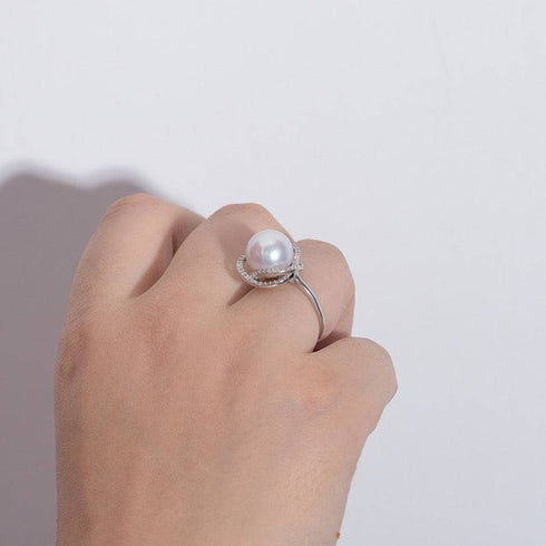 11-12mm Freshwater Pearl & Rose Ring - House Of Pearls
