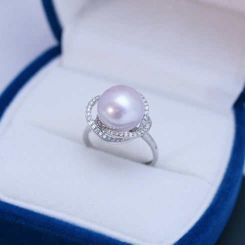 11-12mm Freshwater Pearl & Rose Ring - House Of Pearls