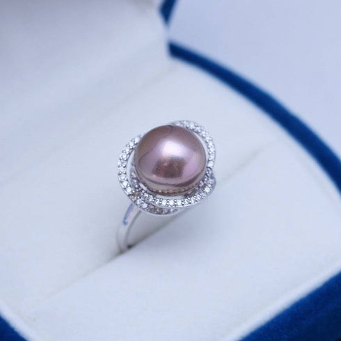 11-12mm Freshwater Pearl & Rose Ring - House Of Pearls
