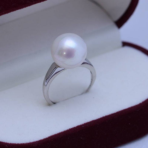 12-13mm Freshwater Pearl & Modern Simple Ring - House Of Pearls