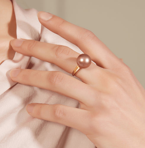 12-13mm Freshwater Pearl & Modern Simple Ring - House Of Pearls