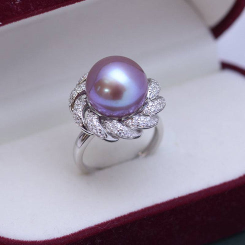 12-13mm Pearl CZ Wreath Ring - House Of Pearls