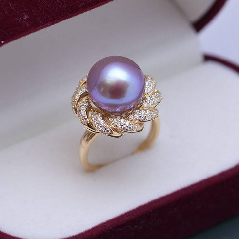 12-13mm Pearl CZ Wreath Ring - House Of Pearls