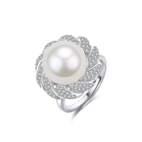 12-13mm Pearl CZ Wreath Ring - House Of Pearls