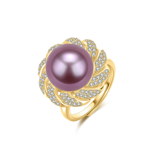 12-13mm Pearl CZ Wreath Ring - House Of Pearls