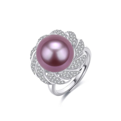 12-13mm Pearl CZ Wreath Ring - House Of Pearls