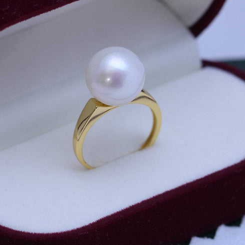 12-13mm Freshwater Pearl & Modern Simple Ring - House Of Pearls