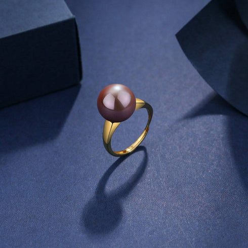 12-13mm Freshwater Pearl & Modern Simple Ring - House Of Pearls