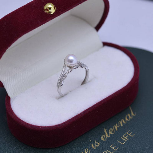 6-7mm Freshwater Pearl & Crown CZ Ring - House Of Pearls