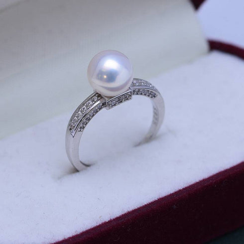 8-9mm Freshwater Pearl & Julia CZ Ring - House Of Pearls