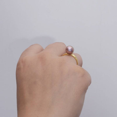 9-10mm Purple Freshwater Pearl & Modern Ring - House Of Pearls