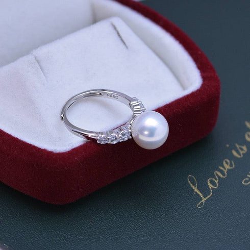 9-10mm Freshwater Pearl & Shine CZ Ring - House Of Pearls