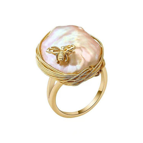Baroque Freshwater Pearl Bee Ring - House Of Pearls