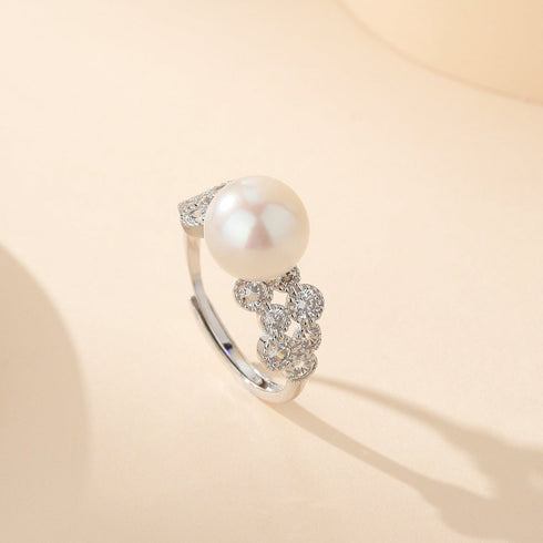 8-9mm Freshwater Pearl & Gloria CZ Ring - Rings made with hand-selected pearls from House of Pearls