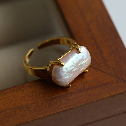 Modern Rectangle Baroque Stacking Rings - House Of Pearls