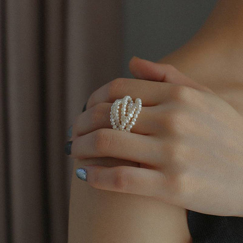 Multi-Layer Rice Pearl Cluster Ring - House Of Pearls