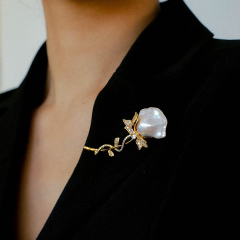 Rose Baroque Pearl Brooch - Brooch made with hand-selected pearls from House of Pearls