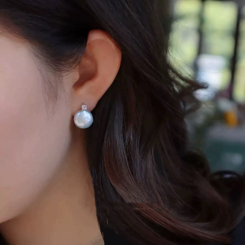 Sasha White Coin Baroque Pearl Stud Earrings - Earrings made with hand-selected pearls from House of Pearls