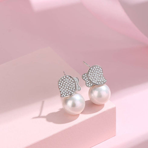 10-11mm Freshwater Pearl & Buds of May Necklace and Earrings ( Purchase Individually) - House Of Pearls