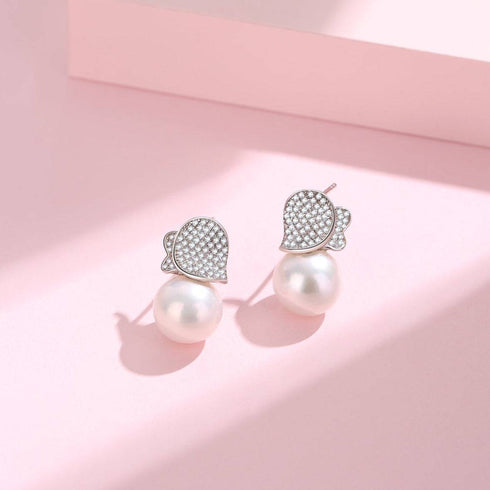 10-11mm Freshwater Pearl & Buds of May Necklace and Earrings ( Purchase Individually) - House Of Pearls